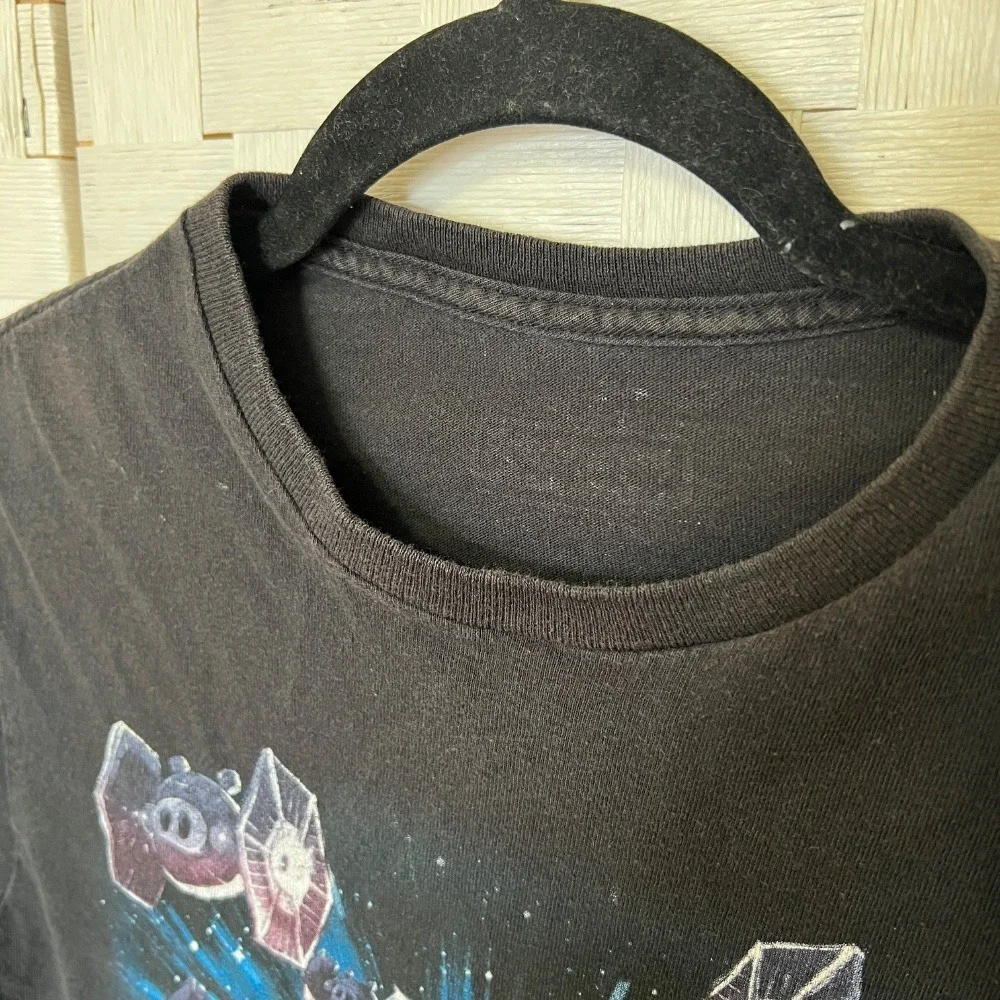 Angry Birds Darth Vader Star Wars Graphic Print T-Shirt Black Cotton Blend Men's